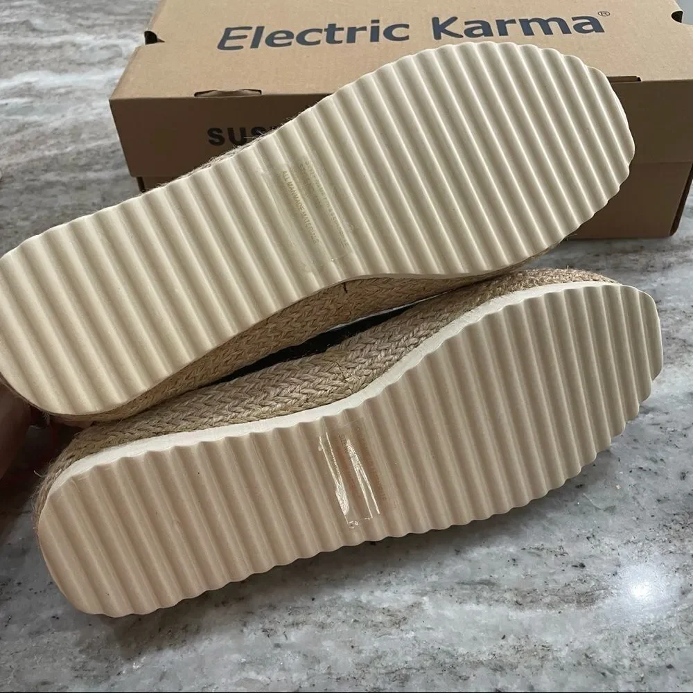 NWT Electric Karma Lola Chocolate Espadrilles Size 8